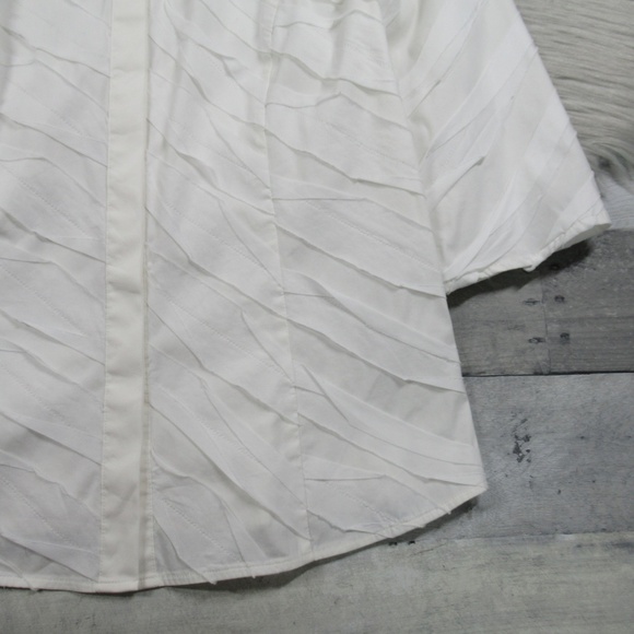 LAFAYETTE 148 White Textured Cotton Blend Button Down Office Casual Shirt Size 6 - Picture 4 of 9